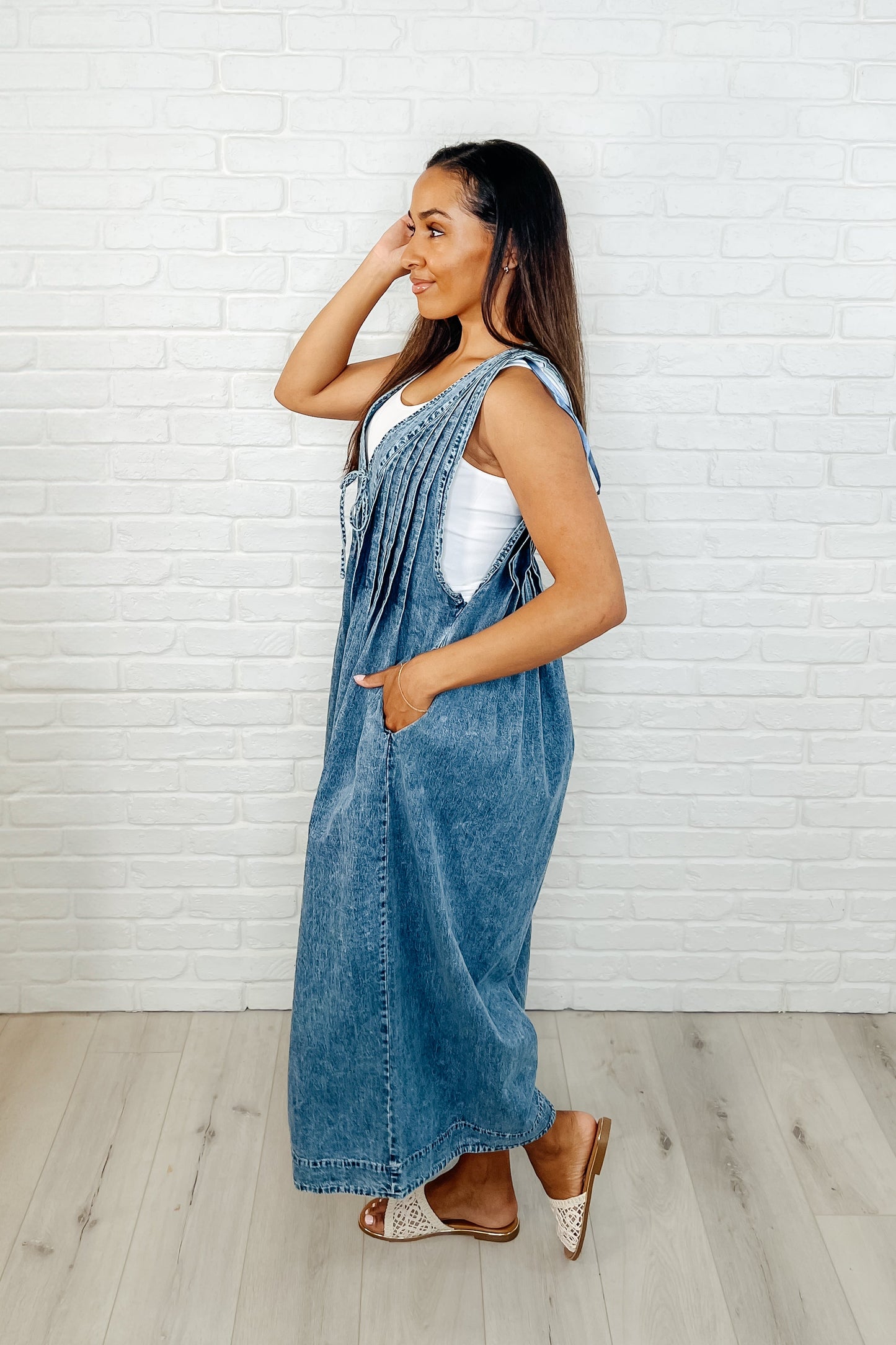 Grace Wide Leg Denim Jumpsuit