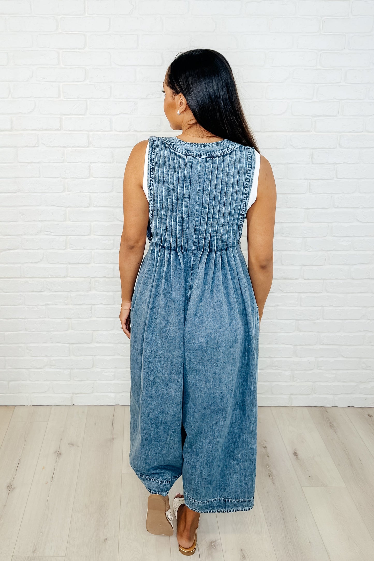 Grace Wide Leg Denim Jumpsuit