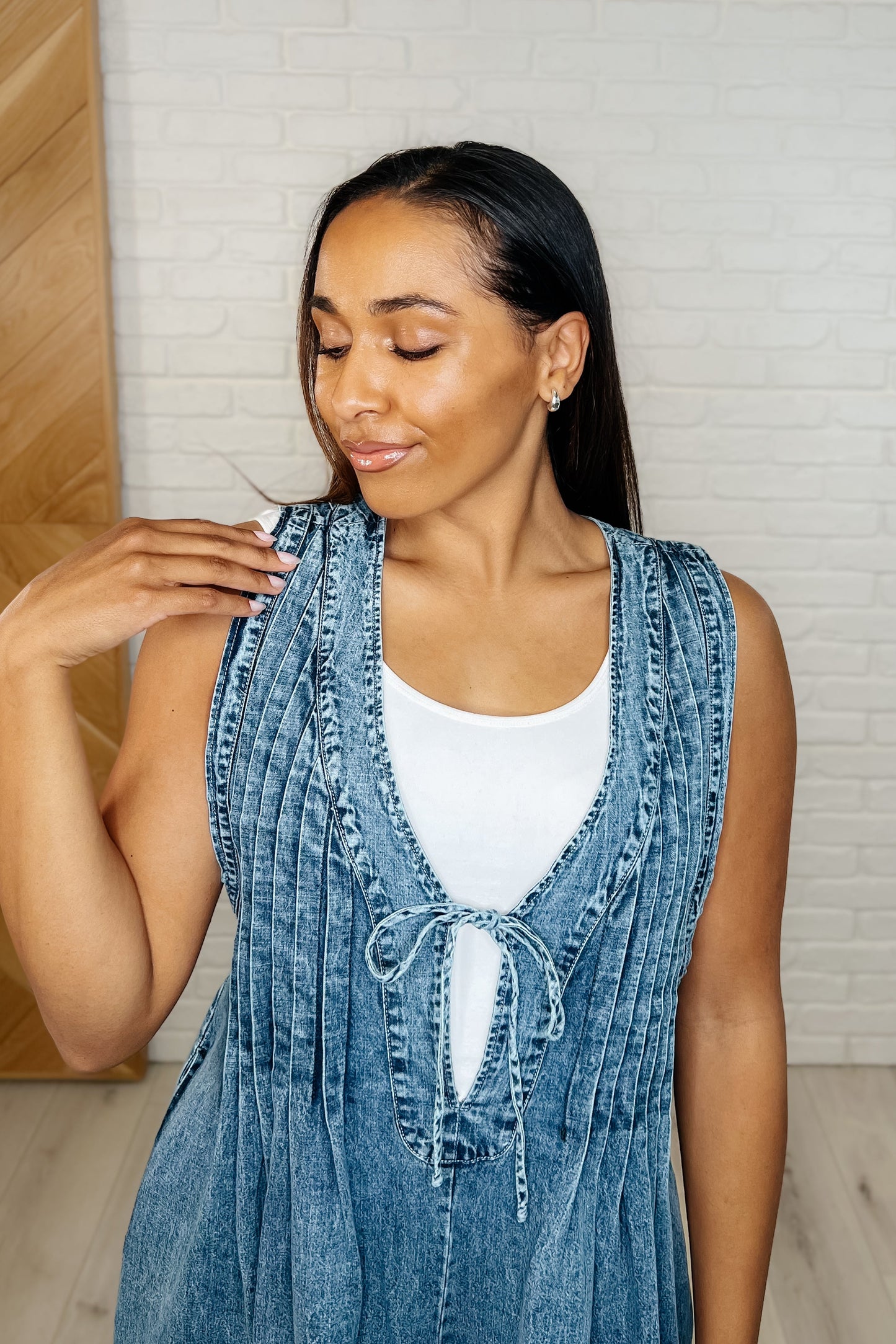 Grace Wide Leg Denim Jumpsuit