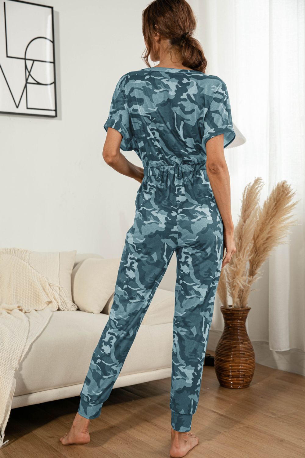 Camo Surplice Jumpsuit