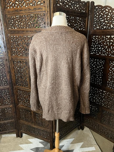 Amber Moon Revival: Lace Up Sweater in Mocha