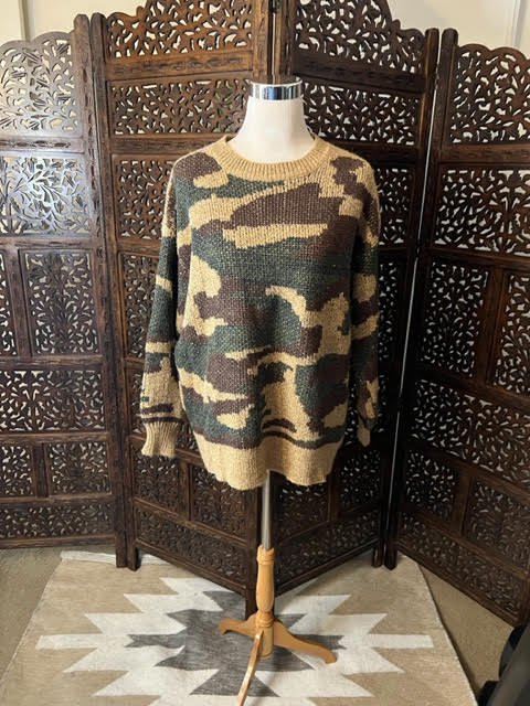 Amber Moon Revival: Camo Pullover Sweater