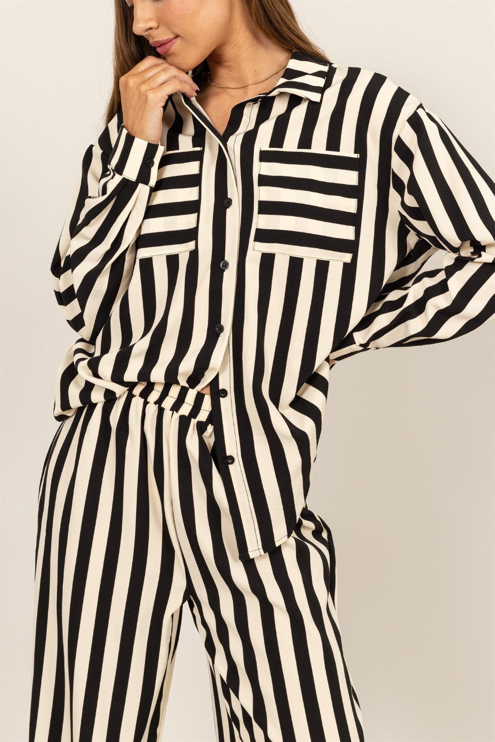 Striped Button Down & Pants Set