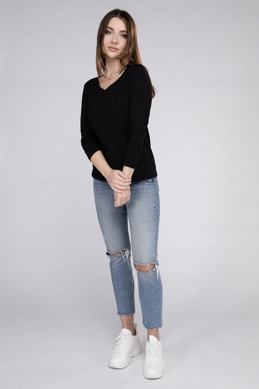 Amber Moon Basics: Long Sleeve V-Neck