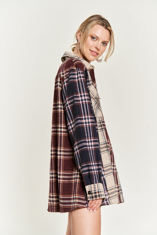 Colorblock Plaid Shirt