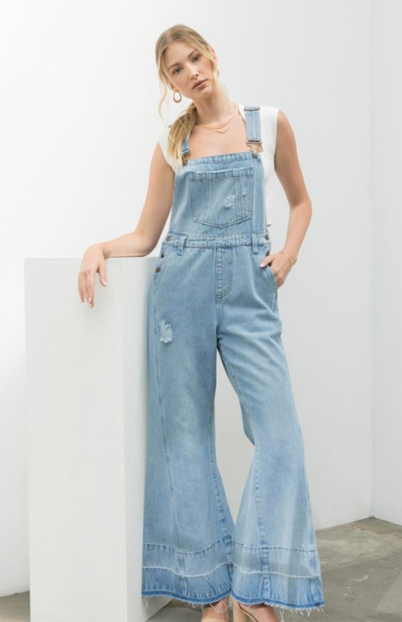 Wide Leg Flare Overalls