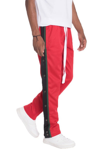 Snap Button Track Pants in Gray or Red