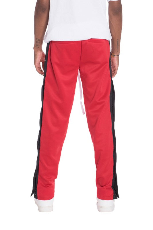 Snap Button Track Pants in Gray or Red