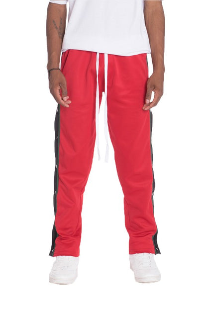 Snap Button Track Pants in Gray or Red