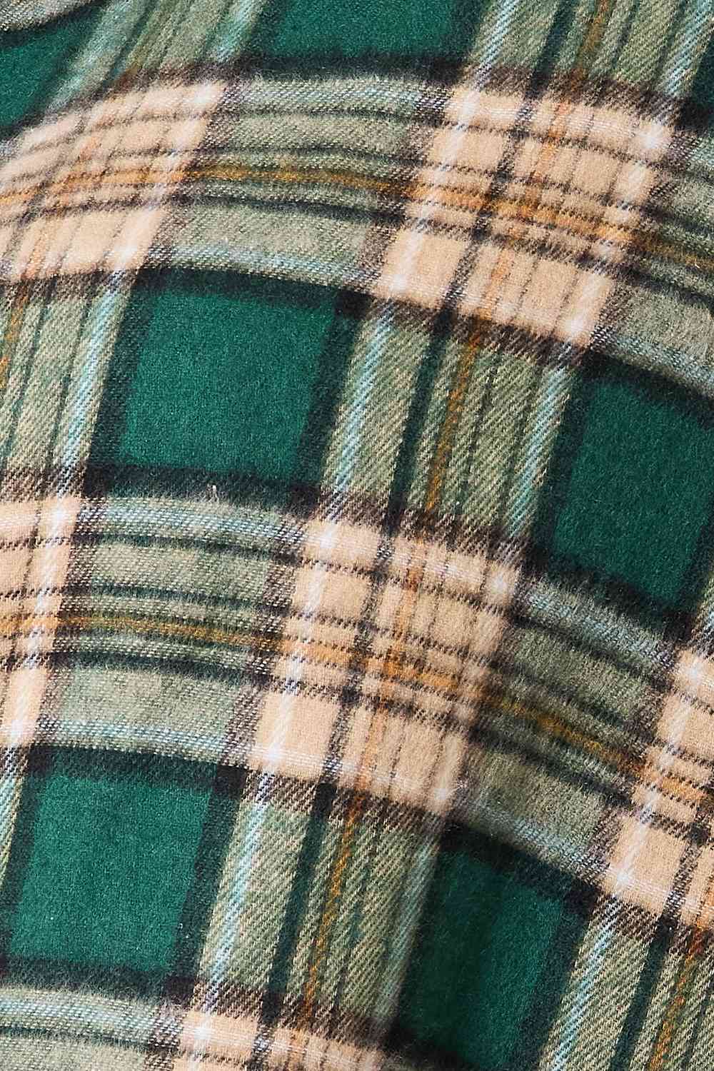 Extra Long Plaid Shirt in Green