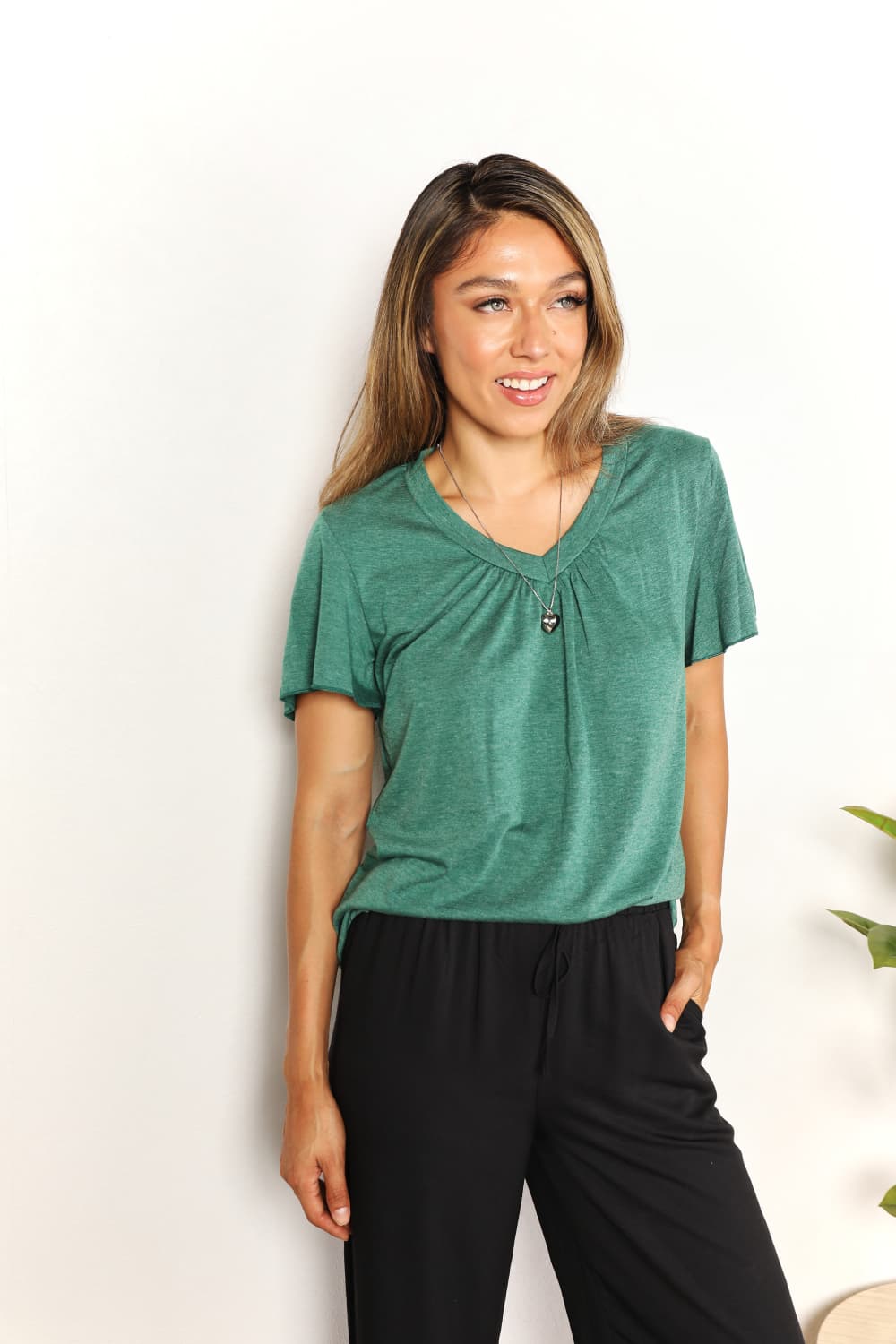 Ruched V-Neck Tee