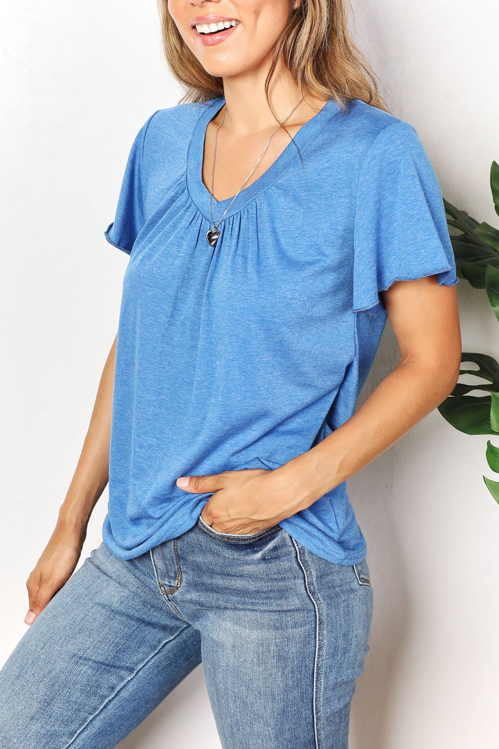 Ruched V-Neck Tee