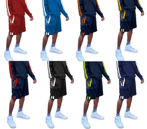 Two Stripe Cargo Pouch Shorts in multiple colors