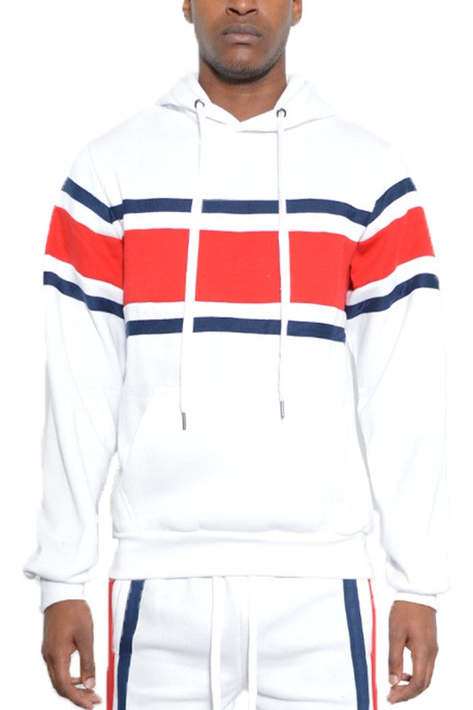 Three Stripe Pullover Hoodie in multiple colors