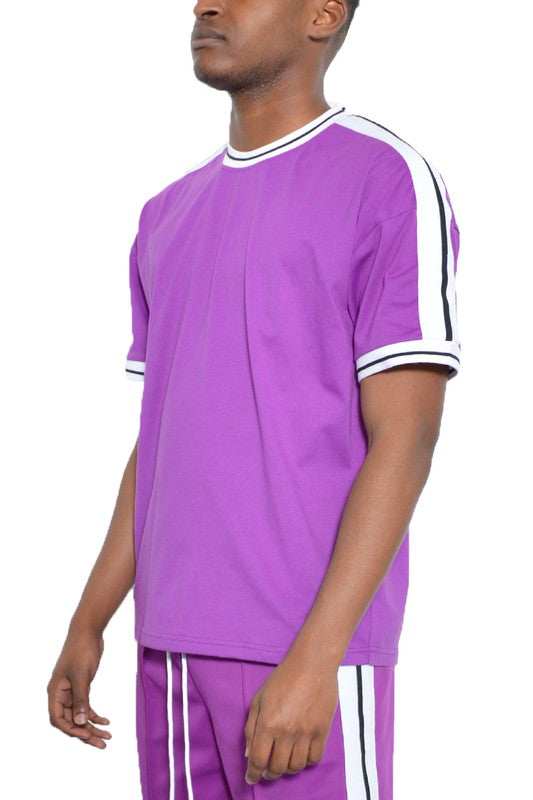 Striped Tape Short Sleeve T-Shirt in multiple colors