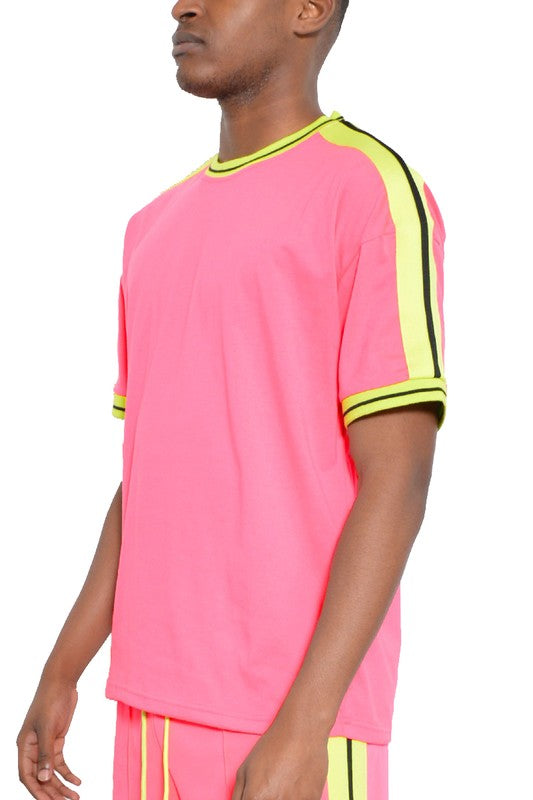 Striped Tape Short Sleeve T-Shirt in multiple colors