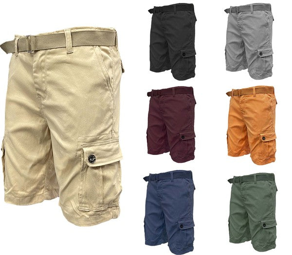 Belted Cargo Shorts in multiple colors