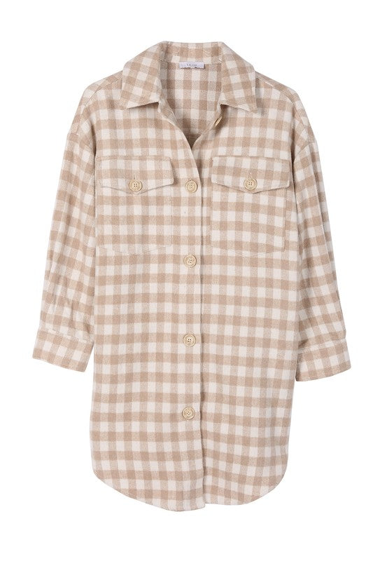 Neutral Gingham Shacket