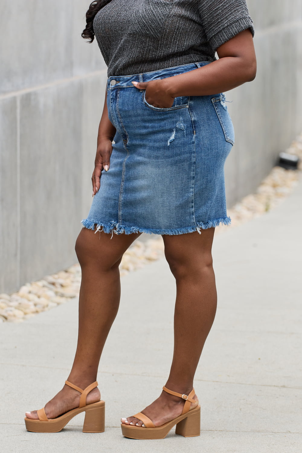 Denim Mini Pencil Skirt