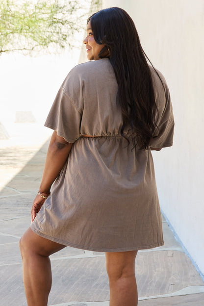 Cutout T-Shirt Dress in Taupe