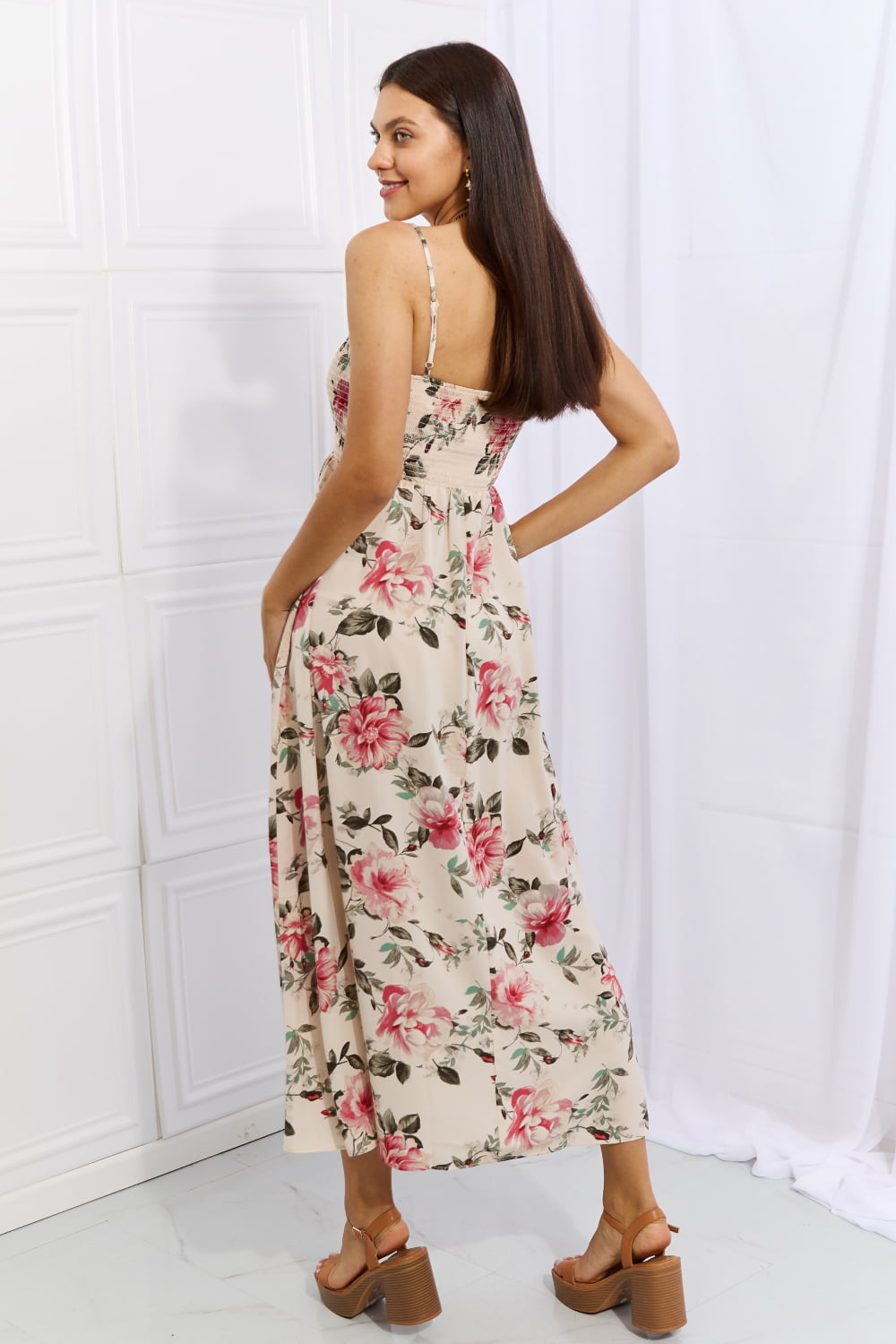 Woodland Floral Maxi Dress in Pink