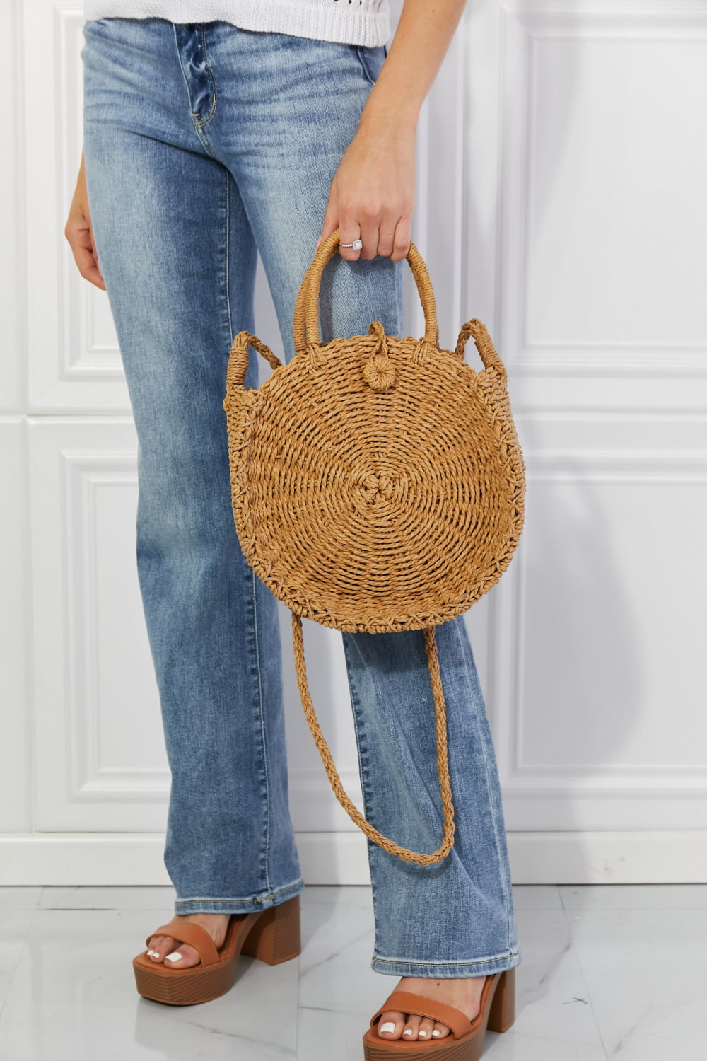 Rattan Crossbody in Camel