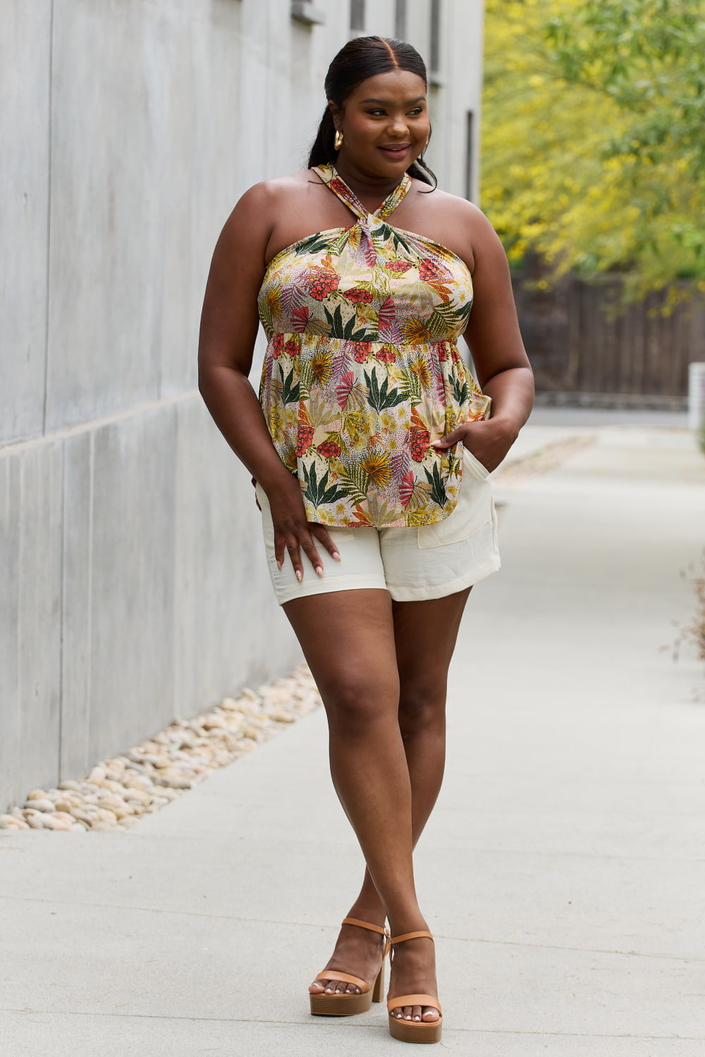 Floral Halter Top in Green