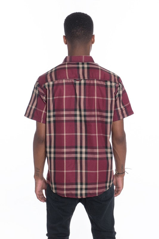 Short Sleeve Plaid Button Down in multiple colors