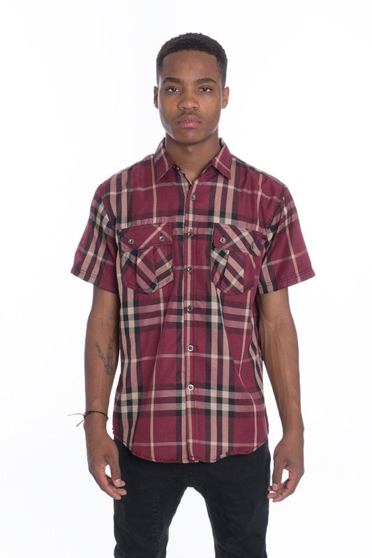 Short Sleeve Plaid Button Down in multiple colors