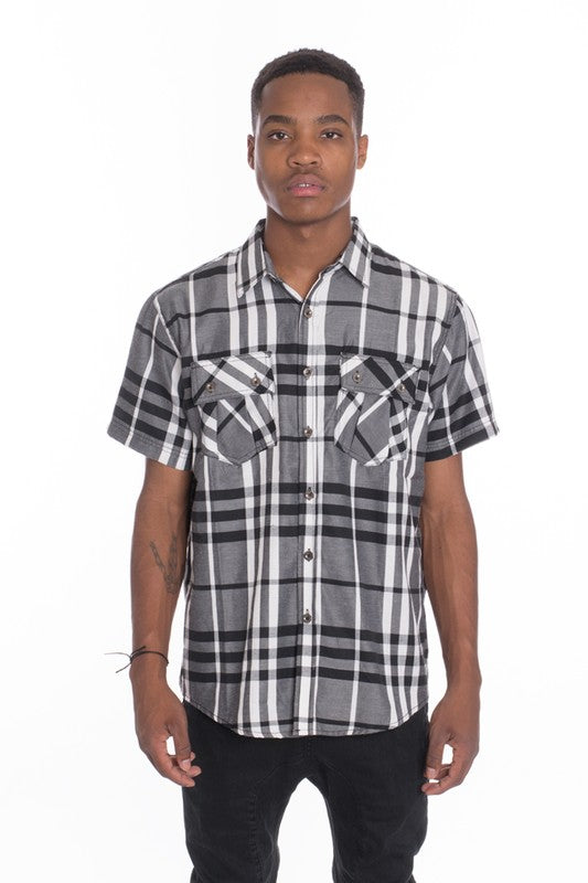 Short Sleeve Plaid Button Down in multiple colors