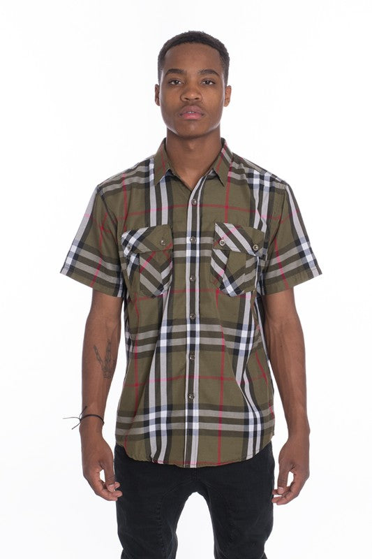 Short Sleeve Plaid Button Down in multiple colors