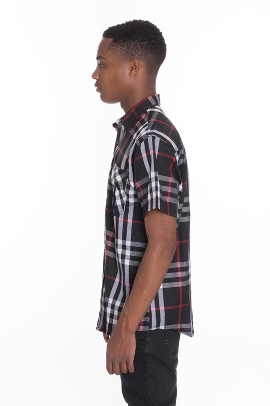 Short Sleeve Plaid Button Down in multiple colors