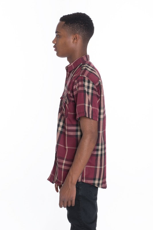 Short Sleeve Plaid Button Down in multiple colors