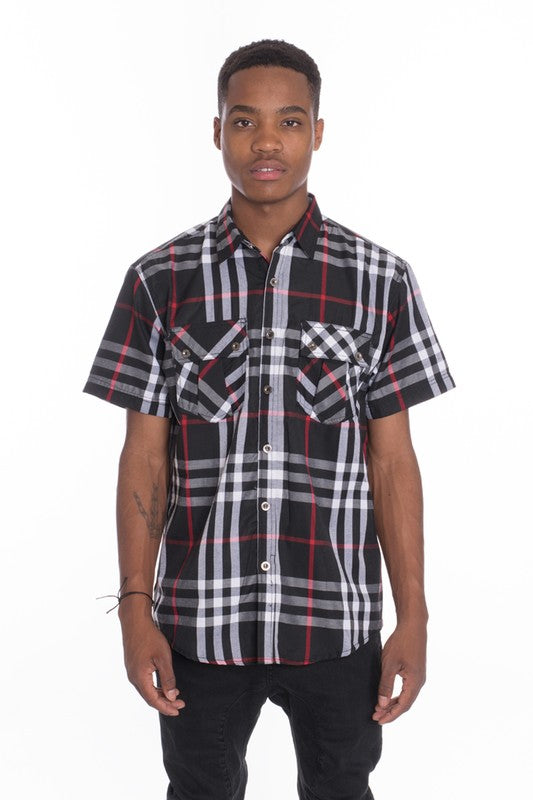 Short Sleeve Plaid Button Down in multiple colors