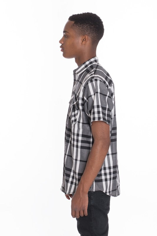 Short Sleeve Plaid Button Down in multiple colors