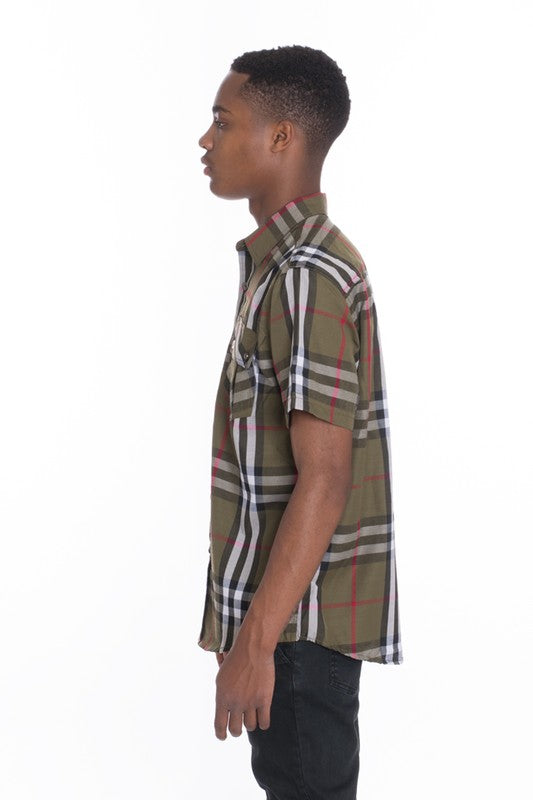 Short Sleeve Plaid Button Down in multiple colors