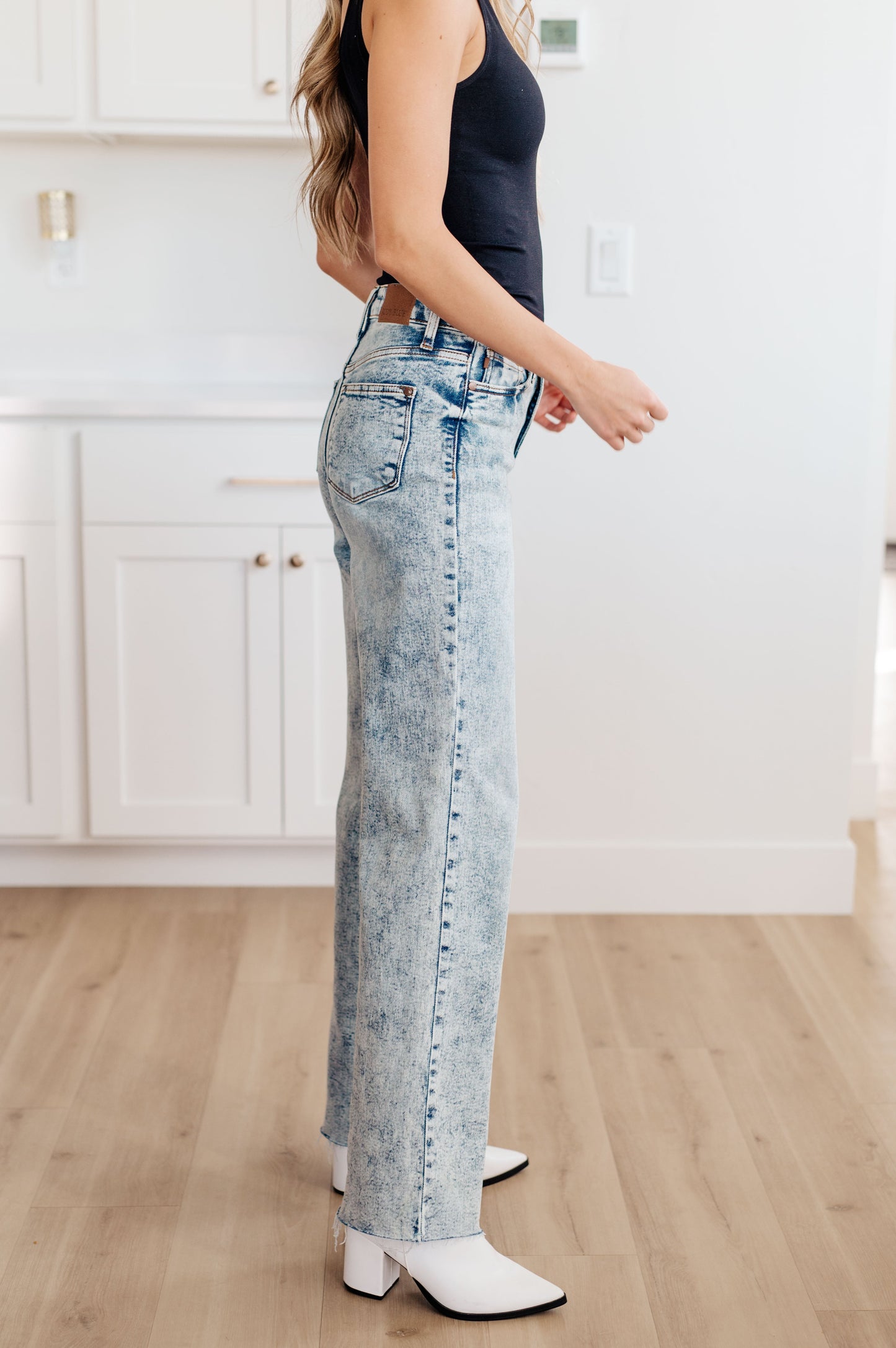 Acid Wash Wide Leg Jeans