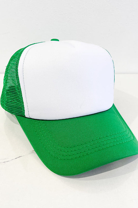Green and White Blank Trucker Hat