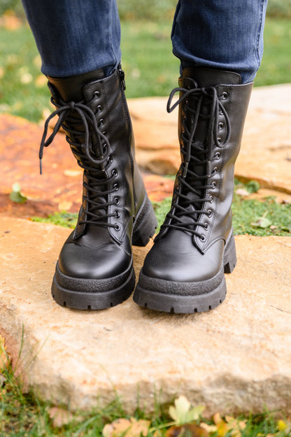 Ash Combat Boots In Black