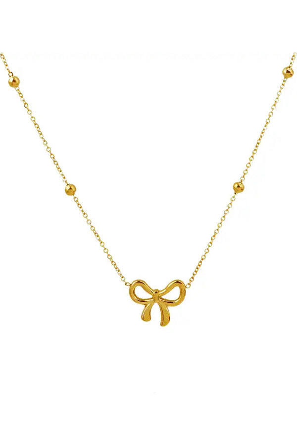Small Gold Bow Necklace