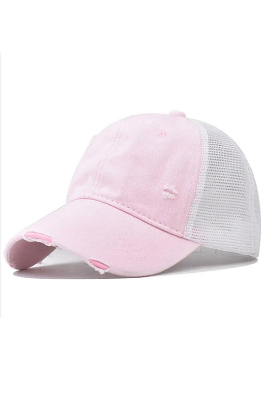 Pink Denim Front Trucker Hat