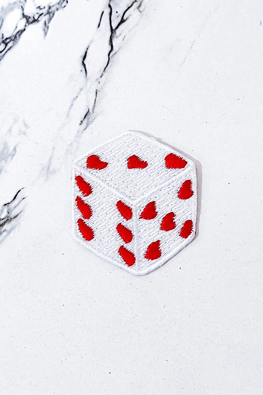 Heart Dice Embroidered Patch