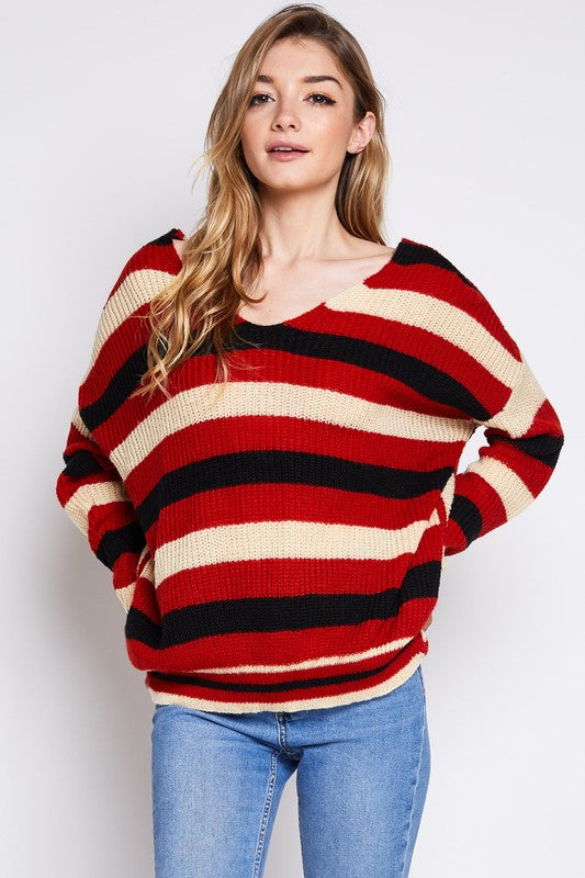 Rust Striped Sweater - Amber Moon