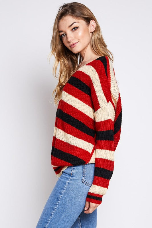 Rust Striped Sweater - Amber Moon