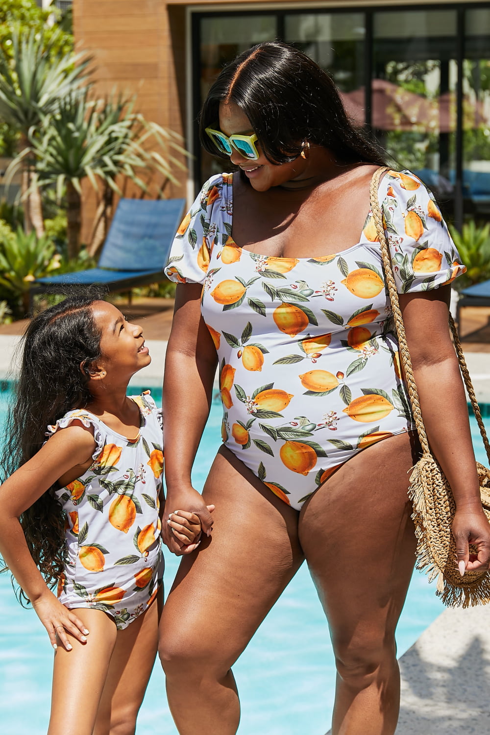 Kids One-Piece Swimsuit in Citrus Orange   *Mommy & Me*