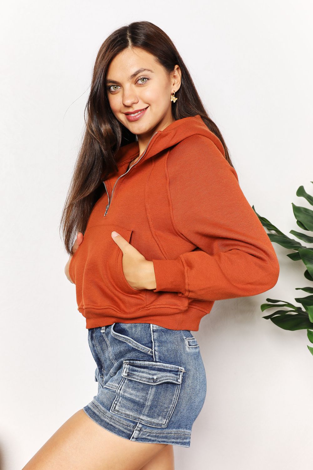 Rust Cropped Hoodie