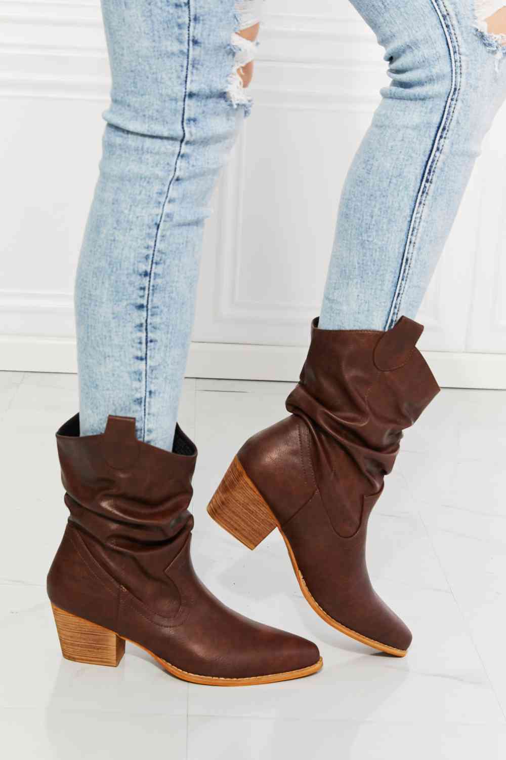 Scrunch Cowboy Boots in Brown