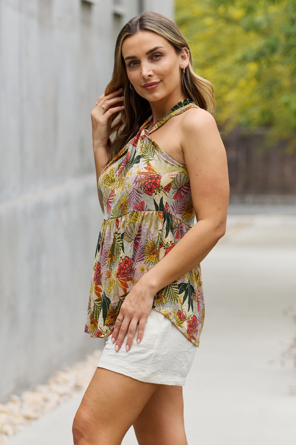 Floral Halter Top in Green
