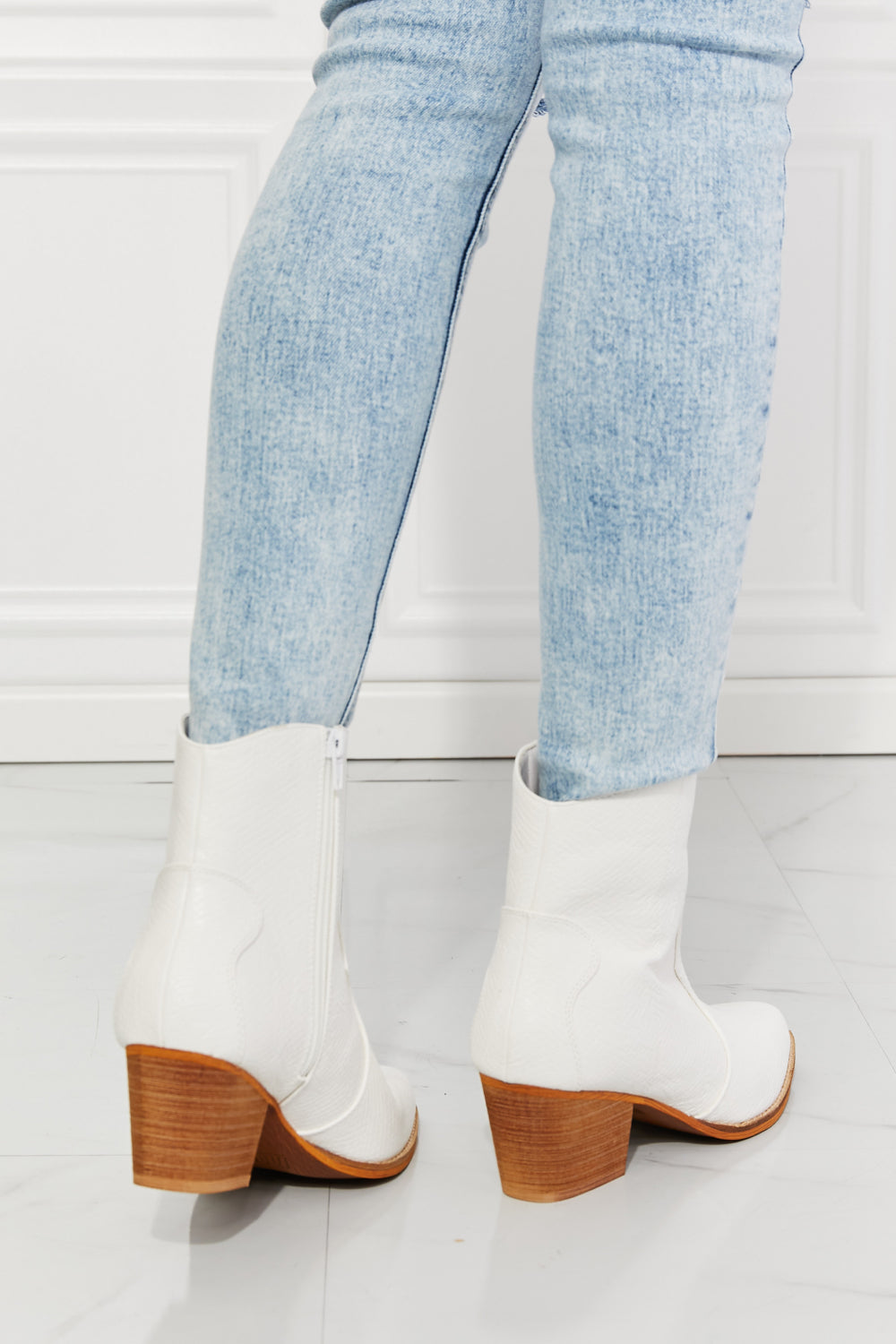 Western Ankle Boots in White