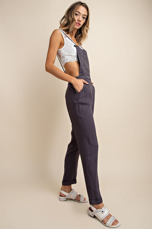 Embroidered Overalls - Amber Moon